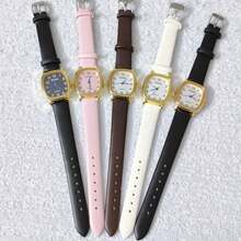 Small Square Women's Watch, Colorful Leather Strap. - Màu Tím - Xem 5