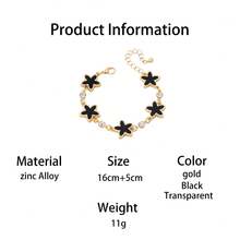 1 chiếc vòng tay hình ngôi sao màu đen sang trọng, tinh tế, thanh lịch, lấp lánh dành cho nữ, kiểu dáng cổ điển retro. - màu đen - Xem 7