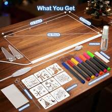 LED Drawing Board For 17 Light Up Doodle Board Reusable Glow In The Dark Drawing Tablet With 7 Colors Erasable No Mess Art Toy For Ages 3-12 Best Birthday Gift For Girls Boys 2026 New - Clear - View 5