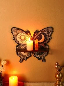 1件创意木质月牙形壁挂展示架，DIY组装式悬浮置物架，适用于客厅、卧室、香薰蜡烛和派对装饰 - 彩色 - 查看 11