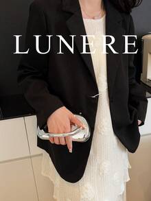 1个闪亮银色简约休闲复古优雅手提包，链条单肩斜挎包，适合派对，复古硬币装饰 - 亮銀色 - 查看 3