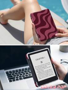 1 件装酒红色弧形条纹平板电脑保护套，适用于 Kindle 电子阅读器，兼容第 10/11 代 Air 4/7 代/9.7 英寸 Galaxy Tab A9 Plus、Kindle（第 11 代-2024 年款）、Kindle Paperwhite（第 12 代-2024 年款），时尚简约设计，是馈赠佳品。 - 彩色 - 查看 9