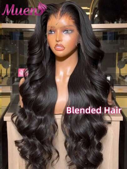 200% 密度 13x4 蕾丝前假发，人发混纺，水波纹；13x6 高清水波纹蕾丝前假发，人发混纺；34 英寸无胶水波纹假发；5x5 预剪裁，即戴即用，无胶水波纹，预先拔毛，带婴儿发，自然发际线，适合日常佩戴。