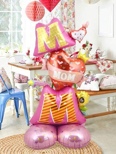 1个立式“妈妈”气球，母亲节气球，适合母亲节装饰、室内/室外装饰、拍照道具、送给妈妈的礼物、最佳妈妈、妈妈生日派对装饰
