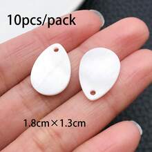 10/24Pcs Mixed Style Shell Charms - Heart Star Cross Moon Pendants For Bracelet & Keychain - White - View 15