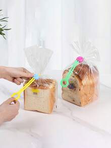3pcs/6pcs Random Color Food Bag Sealing Clips, Reusable & Adjustable Bag Sealer Clips, Suitable For Plastic Bags, String Bags And Snack Bags, Silicone Food Bag Sealing Clips, Organizer - Multicolor - View 1