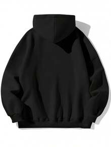 Men's Jesus Is King Christian Hoodie- Oversized Loose Full Print Sweatshirt With Kangaroo Pocket, Black And White Letters, Machine Washable Religious Statement Clothing, Suitable For Church Activities And Casual Wear, Spring Autumn Winter Casual Out - 黑色 - 查看 5