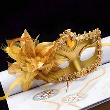 1pc Silver Venetian Mask With Rhinestones & Tulle Flower, A Princess-Style Masquerade Mask And Party Performance Prop. It Is Comfortable For Extended Wear Without Restraint, Perfectly Balancing Aesthetics And Practicality. The Rigid Base Is Resistant To Deformation, The Rhinestones Are Firmly Set And Not Easy To Fall Off, And The Tulle Flower Maintains A Three-Dimensional Shape. It Can Be Reused Multiple Times, Offering Outstanding Cost-Effectiveness. - 查看 6