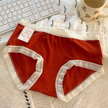 Red Sweetheart Modal Girls' Lucky Red Panties Festive New Wedding Zodiac Year New Year Sweet Hip-Hugging Panties - 波浪小蝴蝶結 - 查看 5