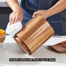 Acacia Wood Utensil Holder For Kitchen Counter, 360 °   Rotating 7.2" Wooden Cooking Utensil Crock For Countertop, Farmhouse Kitchen Decor - XI LANH - Xem 2