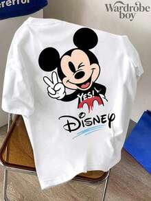 Disney Printed T-Shirt,Disney Mickey Mouse Front And Back Prints T-Shirt, Unisex,High-Quality Pure Cotton T-Shirt,Suitable For All Seasons, Comfortable And Breathable| Exquisite Design | The Best Choice For Giving Gifts - 白色 - 查看 4