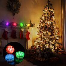 1/2/4/6/10个装防水LED灯，16种颜色变换遥控水下灯，适用于水族箱、花瓶、浴缸、热水浴缸、万圣节、圣诞节、游泳池和派对装饰 - 白色 - 查看 8