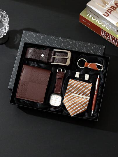 8pcs Men's Watch Gift Set, Suitable For Boyfriend, Father's Day, Birthday, Wedding Anniversary, Valentine's Day, Teacher's Day, Graduation Gift, Back To School Gift