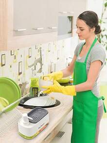 Juego de dispensador de jabón de cocina 2 en 1, incluye dispensador de jabón líquido, espumador de jabón para platos con soporte para esponja, organizador de cocina, almacenamiento para encimera del fregadero, suministros de limpieza para cocina y baño - A - Ver 8