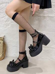 2024夏季新款白色玛丽珍平底鞋，百搭复古风，增高，适合搭配连衣裙 - 黑色 - 查看 3