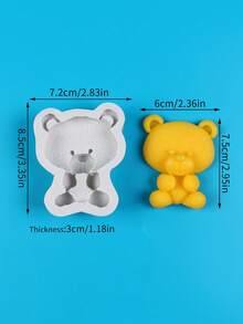 1pc Cute Teddy Bear Handmade Clay Mold, DIY Plaster Aromatherapy Silicone Mold - Grey - View 2
