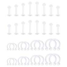 16G Clear Piercing Retainers Flexible Cartilage Helix Daith Rook Tragus Earring Retainer Bioflex Plastic Nose Septum Lip Eyebrow Rings Piercing Retainer - Clear - View 3