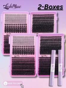 680pcs/1360pcs Eyelash Cluster Set, Individual Cluster False Eyelashes, D/DD Curl Length 0.35-0.63 Inch Effect DIY Fake Lashes, T50+80D+100D+120D Mixed Density, Natural Fluffy Thick, 0.07mm Mink Hair Texture, Includes Lash Glue, Tweezers And Brush, Suitable For Christmas, Halloween, Party, Daily Wear, Beauty Essential Tools, Beauty & Health, Holiday Makeup, Eyelash Cluster, Individual False Lashes - Black - View 14