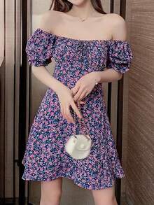 Women Short Dresses - Purple - View 4