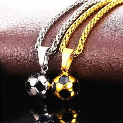 1pc The 2026 New Popular Football Themed Necklace Features A Stainless Steel Chain That Is Durable And Comfortable To Wear. Sports Design, With A Random And Surprising Style, Versatile For Daily Wear. Whether It's The Start Of School Season, New Year, Valentine's Day, Or Easter, It's A Perfect Gift For Friends And Family. It's A Stylish And Thoughtful Gift Exclusively For Fans. (Stochastic Style)