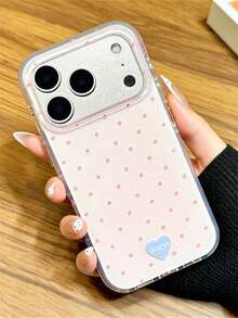 Y2K Cute Polka Dot Glossy Jelly Phone Case Compatible With IPhone 17 Pro Max 17 Pro 17 16 Pro Max 16 Pro 16 15 Pro Max 15 Pro 14 Pro Max 14 Pro 13 12 Pro Max 11 16 15 14 Plus Stylish Camera Protection Anti-Drop Back Cases - Pink - View 5
