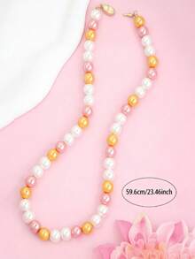 1pc Pearl Necklace, Minimalist Luxury Versatile Necklace For Women - Multicolor - View 4