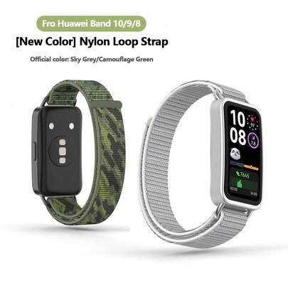 适用于华为手环10、9代和8代腕带，通用腕带，魔术贴，尼龙环，金属快拆头带，NFC版本，10代男女款，可互换且用途广泛