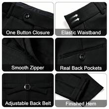 Mens Suits Slim Fit 3 Piece Tuxedo Suit One Button Solid Prom Wedding Party Blazer Vest Pants Set - màu đen - Xem 3