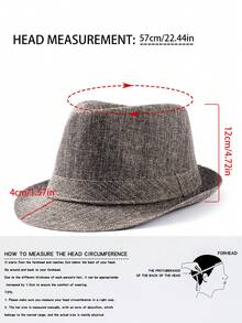 1 pieza Sombrero de jazz de unicolor de poliéster estilo bohemio y retro, estilo fedora británico, versátil para uso diario, unisex - C - Ver 2