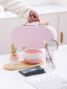 9-Piece Portable Matcha Starter Set, Matcha Whisk Set, Matcha Preparation Set, Matcha Gift Set (Includes Matcha Bowl, Bamboo Matcha Whisk, Tea Spoon, Whisk Holder, Matcha Sifter, Tea Cup, Tea Mat, Tea Tray), Homecoming Gift - Pink Portable Bag - View 13