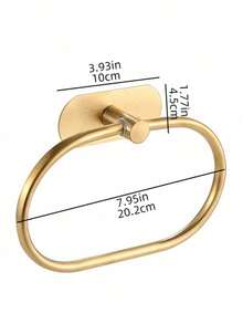 1pc Stainless Steel Towel Ring, Towel Rack, Wall-Mounted Towel Bar, Bathroom Towel Storage, Towel Holder - Gold - View 11