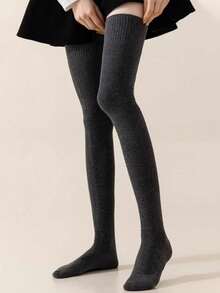1双女士超长过膝袜，黑色大腿袜，适合搭配JK制服和长靴，防滑过膝袜，适合秋冬季节，舒适保暖。 - 彩色 - 查看 12