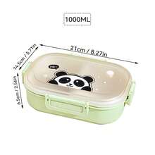 1000ML 3 Compartments Portable Plastic Lunch Box, Cute Patterned Fruit Salad Bento Box, Large Capacity Sealed Leak Proof Lunch Container, Detachable Divided Fruit Fresh-Keeping Box, Microwave Heatable, Suitable For Student And Adult Use In School, Office, Outdoor Camping, Picnic, Travel - Multicolor - View 18