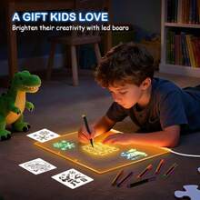 LED Drawing Board For 17 Light Up Doodle Board Reusable Glow In The Dark Drawing Tablet With 7 Colors Erasable No Mess Art Toy For Ages 3-12 Best Birthday Gift For Girls Boys 2026 New - Clear - View 6