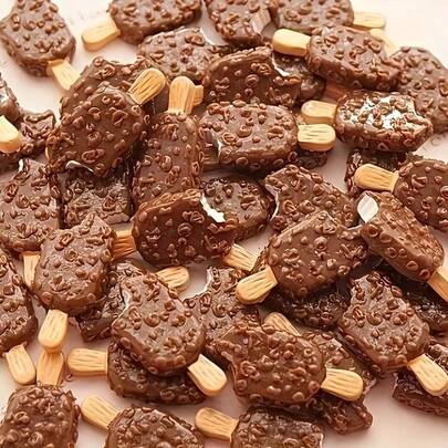 1pc This Mini Chocolate Ice Cream Resin Accessory Cleverly Combines Realistic Dessert Design With Practical Functionality, Making It A High-Quality Decorative Material Specially Created For DIY Enthusiasts, Handmade Product Creators, And Small Business Owners.