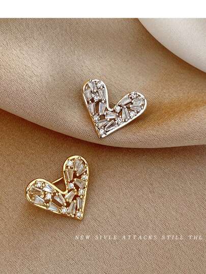 可爱心形胸针，时尚简约衬衫领针，优雅服饰配饰，完美日常佩戴礼物，高品质母亲节礼物，套装更佳