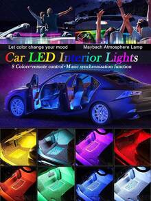 GLANBERT RGB Car Interior Decoration Light Strip, Music Synchronized Foot Lamp, Dual-Line Design Interior Lighting Kit, 12V LED Light Strip Suitable For Car, Truck, SUV, With Car Charger (1 Set) - 1 to 4 - View 11