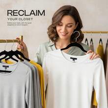 10-Pack Plush Clothes Hangers, Velvet Hangers,Luxurious, Traceless, High-Load-Bearing Wardrobe Hangers, Suitable For Clothing Storage In Bedrooms, Balconies, And Bathrooms, And Can Be Used To Hang Shirts, Coats, Dresses, Pants, Etc. - 黑色(加厚升級款) - 查看 4