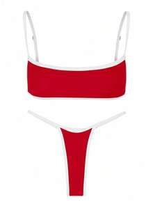 2026年欧美性感女士比基尼套装，可爱泳衣女士沙滩度假两件套泳装 - 紅色 - 查看 4