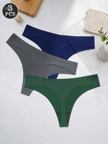 3 chiếc quần lót dây gợi cảm nhiều màu sắc, chất liệu mềm mại, kiểu G-string, quần lót chữ V thoải mái cho nữ, đồ lót nữ. - Nhiều màu - Xem 2