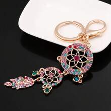 1pc Shiny Crystal Dream Catcher Keychain, Rhinestone Sparkling Keychain, Charm Car/Bag Accessory - Gold - View 11