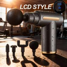 LCD Fascia Gun - 1200mAh USB Rechargeable Upgraded Faica Gun - Muscle Relaxation Massager Instrument With 4 Massage Heads & 6 Speeds, Touch Buttons. Suitable For Office Workers To Use While Sitting For Long Periods, For Athletes And Bodybuilders To Use For Relaxation After Exercise Training. - 灰色 - 查看 1