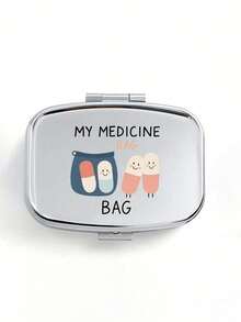 Square Pill Box, Printed With Capsules, Tablets, Letters, Medicine Bottle Patterns, Portable Medicine Storage Compartments, Mini Metal Storage Box, Portable Jewelry And Pill Box, Travel Pill Box, Large Capacity Compartments, Weekly Medication Organizer, Suitable For Daily Medication And Vitamins, Essential For Doctors And Nurses, Emergency Needs, Travel, Hiking Emergency Rescue, Personalized Creative Gift With Cartoon Logo, Only Empty Box - Multicolor - View 13