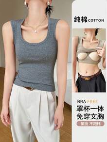 Women Casual Solid Slim Spring Summer Streetwear Daily Vacation Sexy Tank Crop Top - trắng - Xem 3