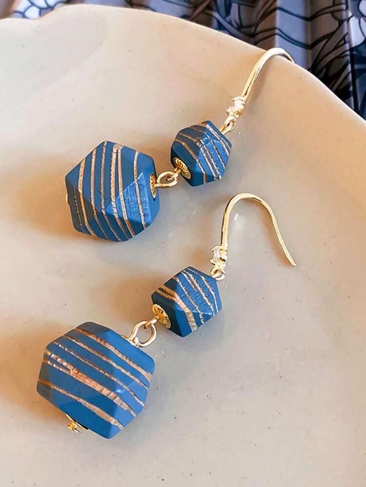 1 对复古图腾花卉镂空圆形耳环，适合女性日常和派对佩戴 - 圓形吊墜 - 查看 9