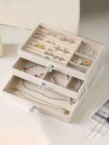 Hộp đựng trang sức cao cấp 5 tầng, dung tích lớn này được làm từ acrylic trong suốt. Nó là hộp trưng bày trang sức kiểu ngăn kéo, phụ kiện lưu trữ trang sức và hộp sắp xếp trang sức. Hộp đi kèm với khay nhung có thể điều chỉnh và phù hợp để đựng bông tai, nhẫn, vòng tay, dây chuyền, v.v. Đây là món quà ngày lễ, quà tặng cho phụ nữ và quà Giáng sinh. - Hộp đựng trang sức cao cấp - Xem 8