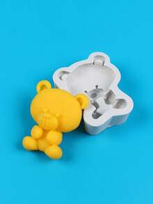 1pc Cute Teddy Bear Handmade Clay Mold, DIY Plaster Aromatherapy Silicone Mold - Grey - View 3