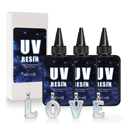 400g/300g/200g/100g Transparent Hard UV Resin For Beginners, Upgraded Formula & Crystal-Clear, Suitable For Jewelry Making, Earrings, Pendants, Phone Case DIY Crafts
