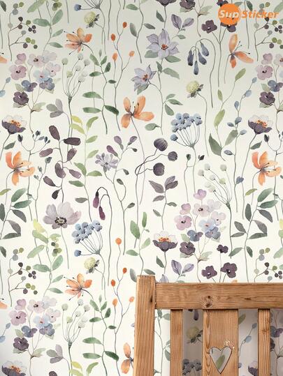 SUPSTICKER 1 Roll 3 Sheets Floral Plant Pattern Self-Adhesive Wallpaper, Durable And Easy To Peel, Suitable For Decorating Living Room, Bedroom Walls, Cabinets, Tabletops, Cabinet Doors And Drawers, Size: 40cm X 120cm / 360cm