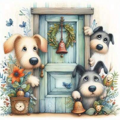 1套[30*30厘米/11.8*11.8英寸][40*40厘米/15.7*15.7英寸]5D亚克力钻石画套装，卡通小狗图案，适合成人初学者DIY马赛克钻石画，全钻手工DIY钻石画，适用于客厅、卧室、办公室墙面装饰画，惊喜艺术家居装饰礼物，送给家人和朋友